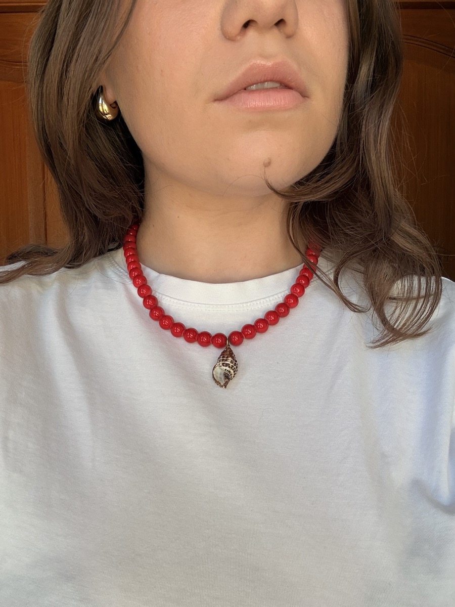 Collier Rouge Coquillage